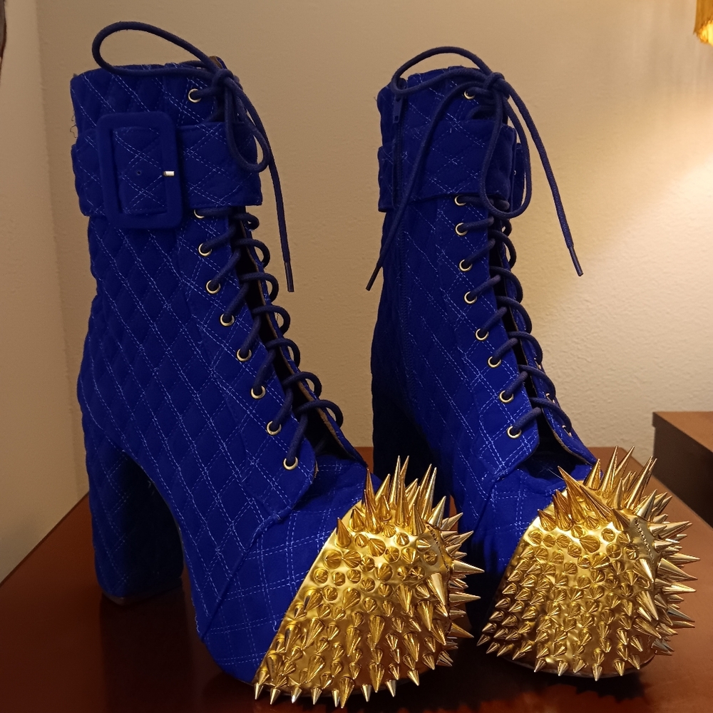 SUPER RARE Jeffrey Campbell Scotty Royal Blue Boots NIB